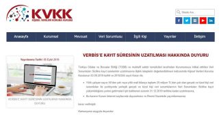 VERBİS’e Kayıt Süresinin Uzatılması Hakkında