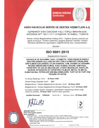 ASES HAVACILIK ISO 9001-2015 BELGESİ ALDI