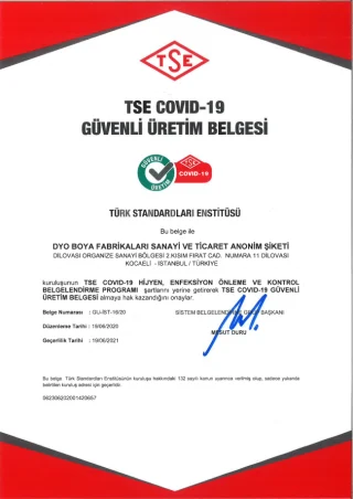 DYO Covid19 Güvenli Üretim Belgesi Aldı