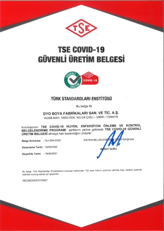 DYO Covid19 Güvenli Üretim Belgesi Aldı