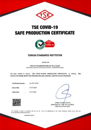 POLİYA Covid19 Güvenli Üretim Belgesi Aldı