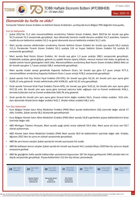 TOBB Haftalık Ekonomi Bülteni 21-25 Mart 2022