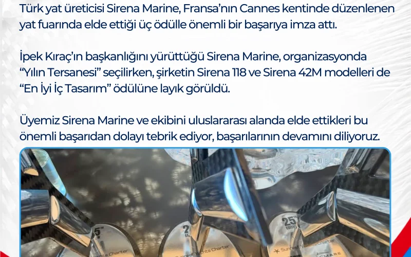 Üyemiz Sirena Marine’den Cannes’da Üç Ödüllük Başarı
